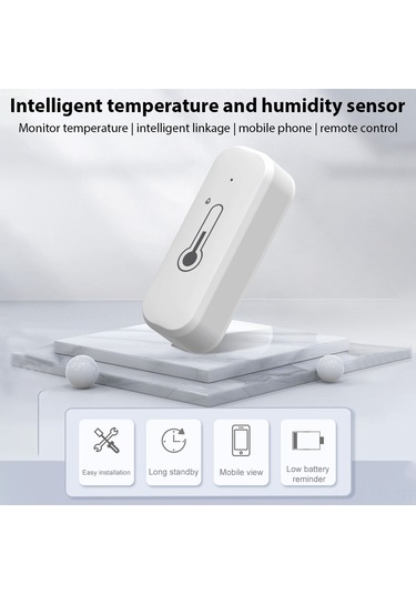 Folinda Tuya Wifi Akıllı Sıcaklık Nem Sensörü - Cihaz Senkronizasyonu, Mobil Uyarılar Ve Gerçek Zamanlı İzleme, 1 Adet Pil Dahil Değil