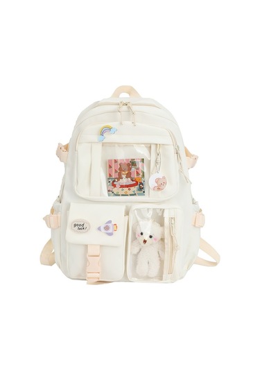 Retro Tarz Tuval Kumaş Küçük Boy Omuz Çantası Kadınlar İçin Şık Ve Rahat Okul Çantası Ortaokul Öğrencileri İçin Sırt Çantası Günlük Kullanım İçin Pratik Çanta Beyaz