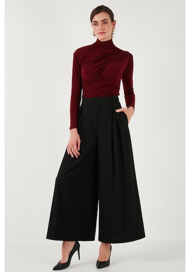 Lela Streç Büzgü Detaylı Slim Fit Dik Yaka Bayan Bluz 669925 Bordo