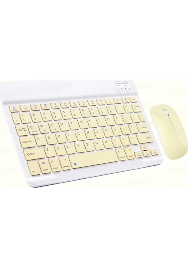 Schitec Kablosuz Klavye Ve Mouse Set Type-c Şarjlı Bluetooth 2.4g Bağlantlılı Sarı Diğer