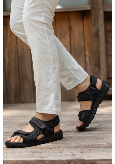 D2026 Günlük Ortopedik Confort Erkek Sandalet Siyah