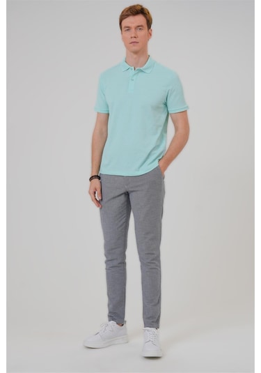 SÜVARİ Su Yeşili Regular Armürlü Polo Yaka Tişört-37215 Su Yeşili