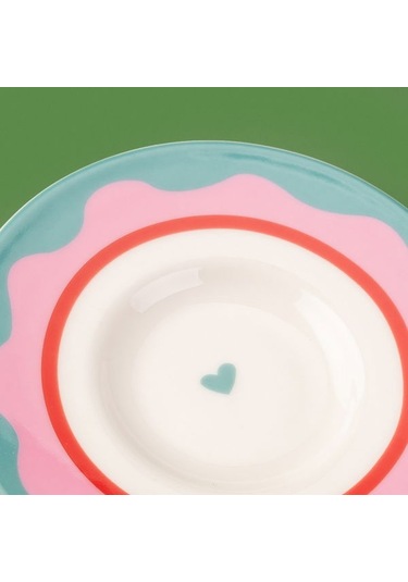 Evidea Kitchen Granny Çay Tabağı - Yeşil / Pembe - 13 Cm Yeşil / Pembe Pembe - Yeşil