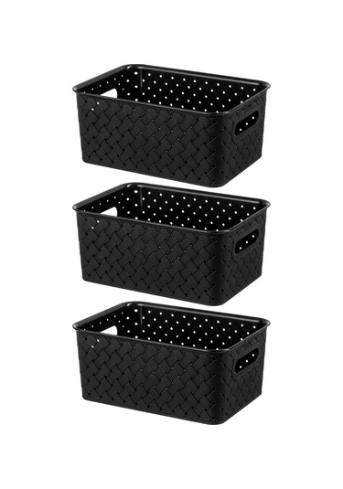 El Casa Kapaklı Saklama Sepeti 3 Adet, 3 L 59285445 Siyah
