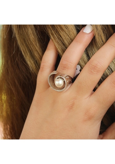 925 Ayar Gümüş 9 Tasarım Incili Yüzük (552867457)