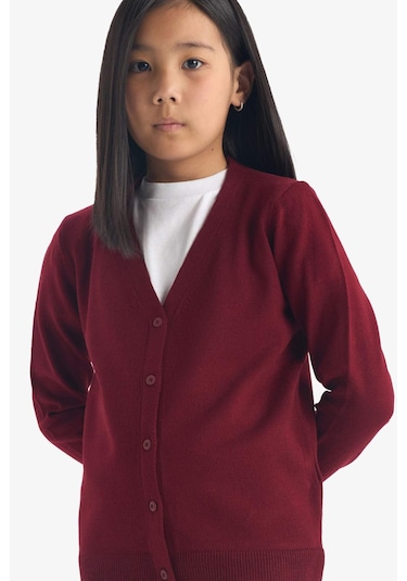 Defacto Kız Çocuk V Yaka Düğmeli Okul Hırkası E7708a825aubr205 Bordo