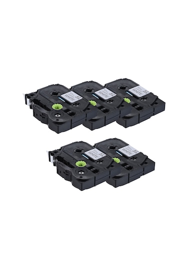 Ximistore9 Brother Etiket Makinesi Bantları 12mm X 8m Beyaz Üstü Siyah Yazı 5'li Paket Pt-1010/1280/1650/2700/2100/2030/2430pc/2430pcz/18r/18rz/9500/9700pc/9800pcn/7600/3600/e100/e100b/e200/e300 Uyumlu
