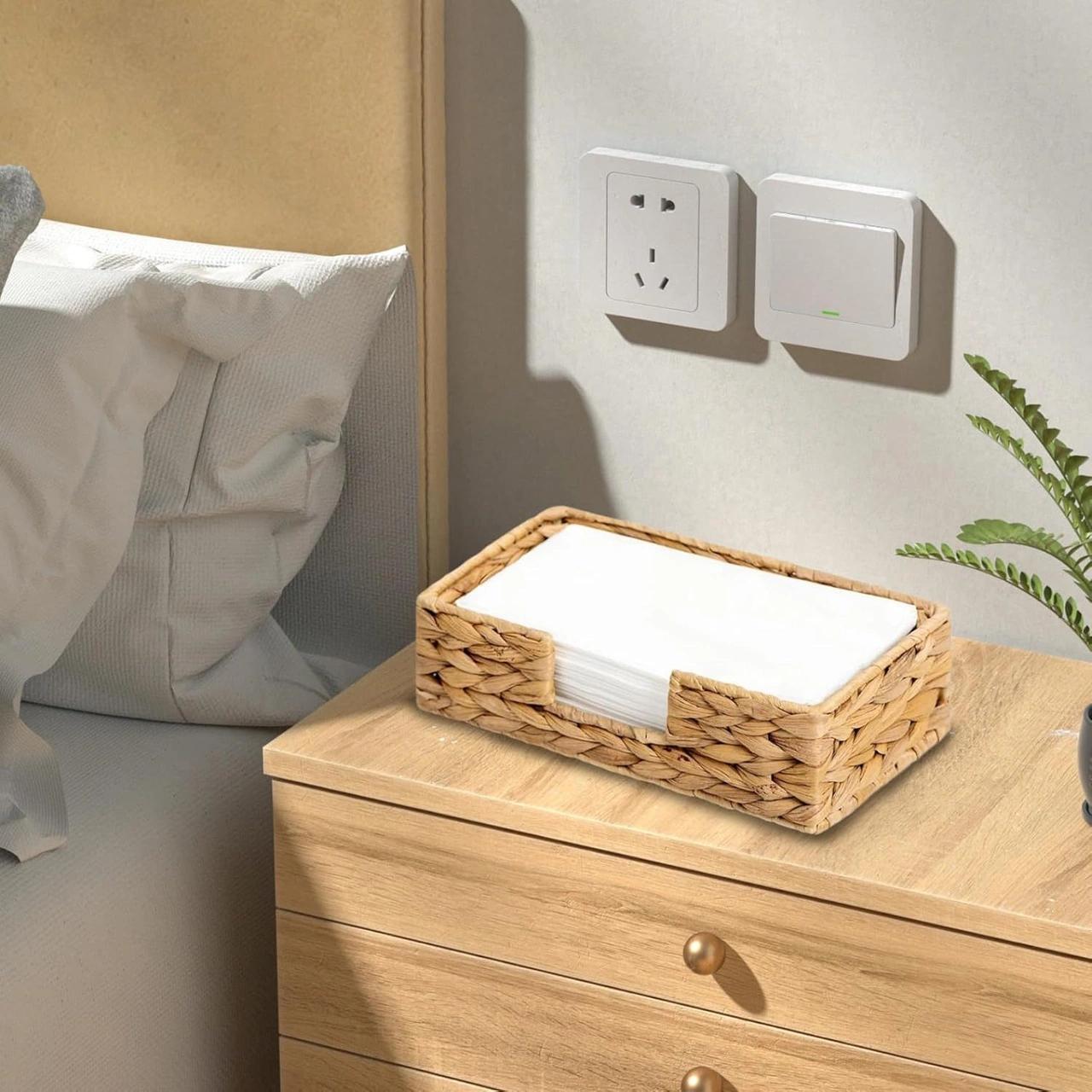 Skycity Doğal Sümbül Yapımı Çöp Sepeti - 24x13x7 Cm Mutfak/banyo Bezi & Küçük Eşya Depolama Sepeti