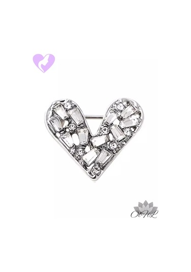 Olfil Broş-mini Kalp Kristal Işıltı Minimalizm 264864984 Gri
