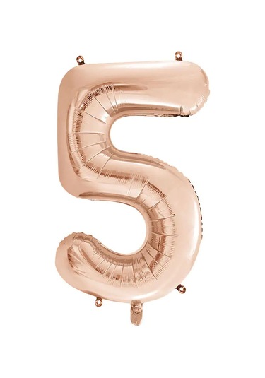 1 Adet 34 İnç 85 Cm Rose Gold Folyo Balon Helyum Balon 5 Yaş Balonu 5 Rakam Balon Rose Gold
