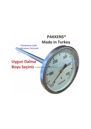 100 MM 500 C Derece 40 Cm Dalma Boylu Bahçe.köy.pide Fırın Termometresi