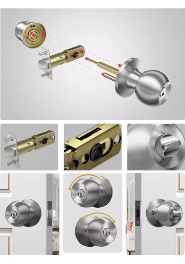 Loid İç Kapı Döner Kolu, Anahtar/kilit Mekanizmalı, Krom 445305387