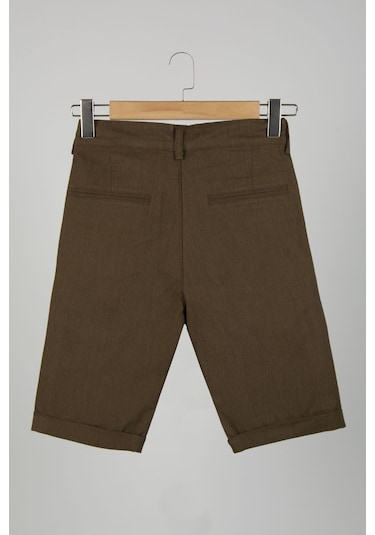 Terapi Men Erkek Ahşap Kahve Slim Fit Keten Şort Ahşap Kahve