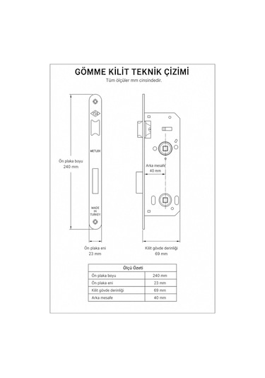 Sessiz İç Oda Kapı Kilidi Wc-banyo Siyah 40mmx23mm