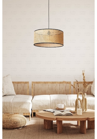 Hazeran Avize 30cm- Iskandinav, Modern, Bohem, Rattan Avize, Aydı Bambu