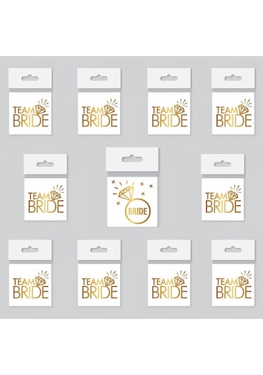 Bride To Be 1 Bride 10 Team Bride Gold Renkli Geçici Dövme Model 2