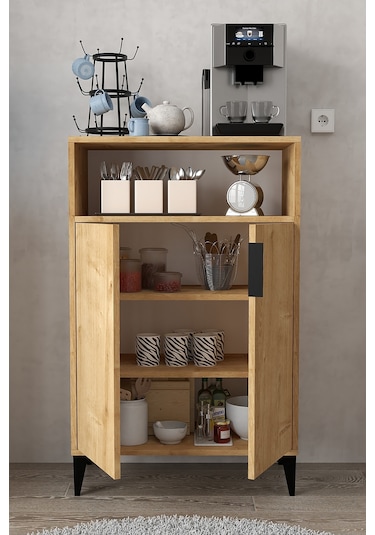 1203 Ada Çok Amaçlı Dolap , Kahve Köşesi , Kiler Dolabı , Mutfak Standı 2 Kapılı - Safir Safir