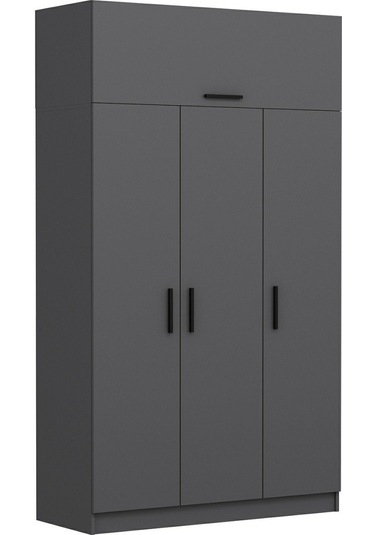 Minar Kale 3 Kapaklı 2 Çekmeceli Dolap Ve Yüklük Antrasit 235cm