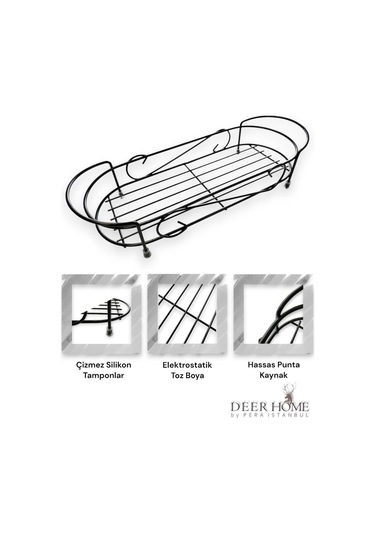 Paslanmaz Siyah Tezgah Üstü Banyo Mutfak Düzenleyici Raf Siyah