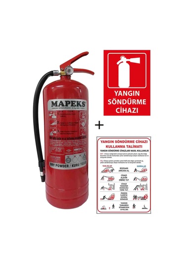 Mapeks Yangın Tüpü 6 KG + Yangın Tüpü Kullanım Talimatı ve Yangın Tüp