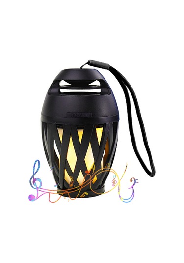 Yifomall Siyah Led Alev Işıklı Bluetooth Hoparlör, Taşınabilir Askı Kordonlu, Elsiz Konuşma, Dış Mekan Ve Ev Kullanıma Uygun