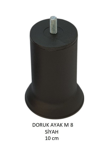 Doruk Ayak, Cıvatalı Baza Koltuk Dolap Ayağı, Metal, Siyah, M8, 10 Cm Siyah