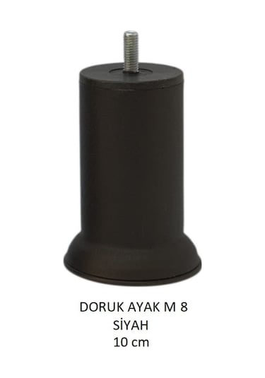 Doruk Ayak, Cıvatalı Baza Koltuk Dolap Ayağı, Metal, Siyah, M8, 10 Cm Siyah