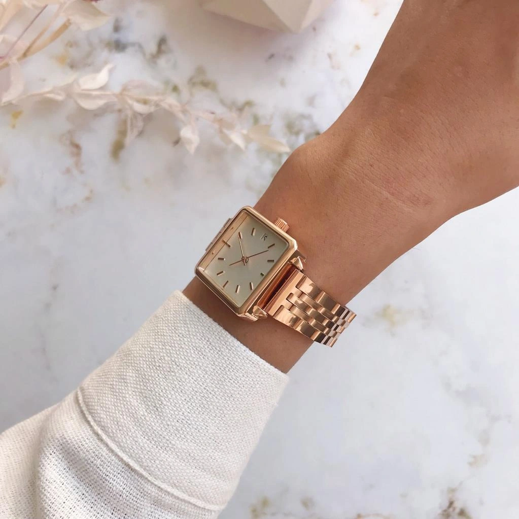 Fully Rose Gold Kare Kadın Kol Saati Rose Gold