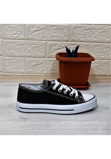 Fiyra 554 Siyah-Beyaz Kısa Unisex Sneaker Keten Spor Ayakkabı 001
