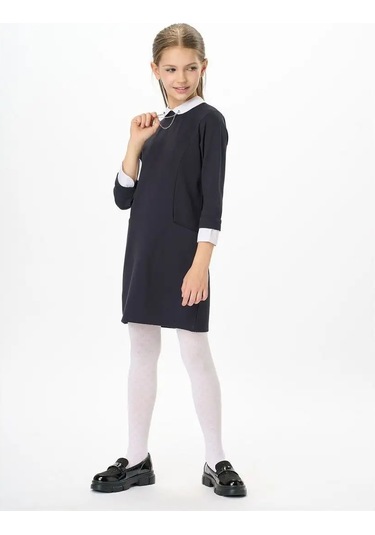 Daniele Patrici Kız Çocuklar İçin Mavi Okul Elbisesi Yakalı 169572869 Mavi