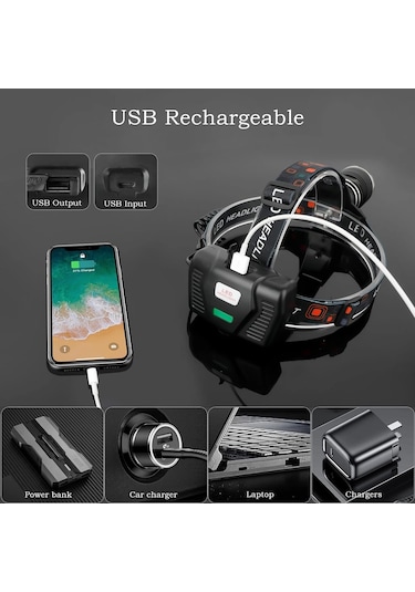 OR-T116 Şarjlı Kafa Lambası 30 Watt Profesyonel Kafa Feneri Siyah