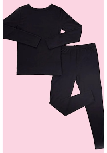 Tezzgelsin Kız Çocuk 3'lü Termal Alt Üst İçlik Takımı Siyah