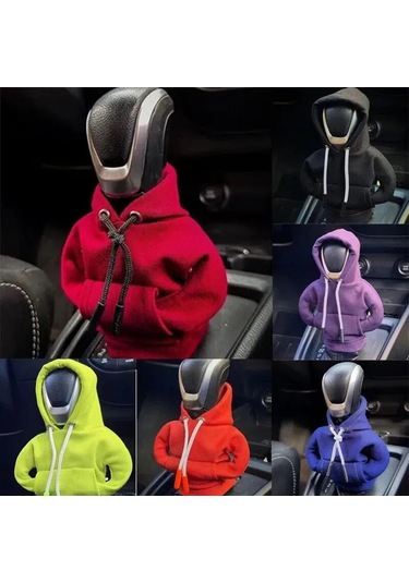 Ranyeek Evrensel Araba Vites Kolu Kapaklığı - Yumuşak Kumaş, Trendy İç Dekor, Her Model Uyumu, Lacivert Rengi