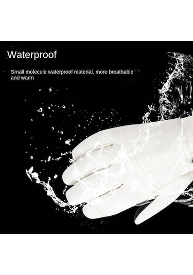 Moveevo Kışlık Kayak Eldiveni - Erkek Ve Kadın İçin Siyah/beyaz, Sıcak Tutucu, Dokunmatik Uyumlu, Parmaklı, S/m/l/xl Boyutlar Siyah