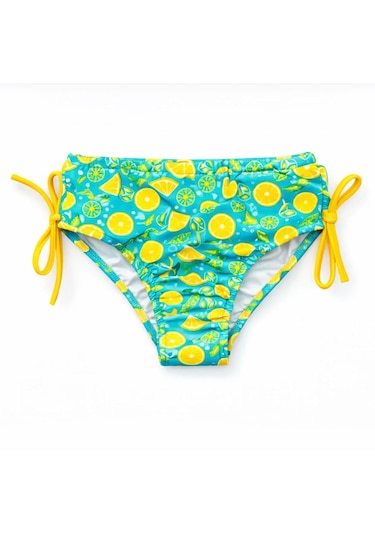 Nurbebe Limon Desenli Kız Çocuk Bikini Takımı Turkuaz