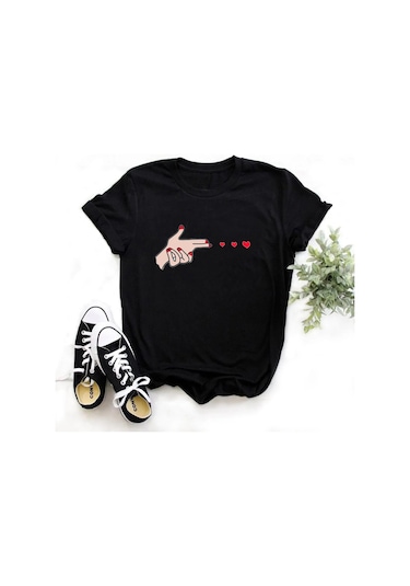 Snapbuy Ejderha Baskılı Kadın T-shirt - Rahat Polyester Gömlek - Genç Kız Üsterkek Kırmızı