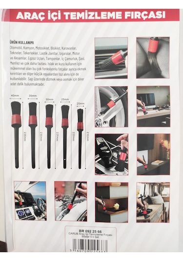 Araç İçi Detaylı Temizlik Fırça Seti 6 Parça 0922566-65