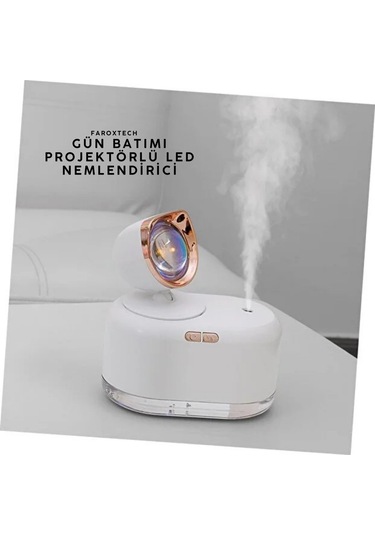 Gün Batımı Projektörlü Led Nemlendirici 300 Ml, Usb Şarjlı Sessiz Hava Nemlendirici Lamba