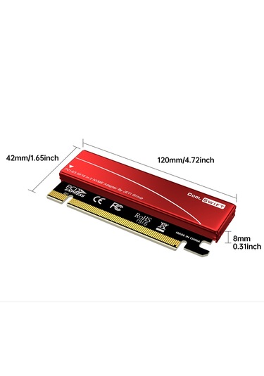 M.2 Nvme'yi Pcı-e 4.0 X16 Adaptörüne Dönüştürücü Isı Emicili İle