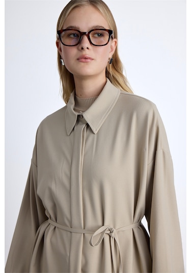 Manuka Geniş Yaka Kadın Tunik - Bej