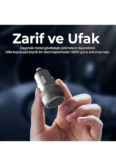 Bix Bxcc100w 100w 2 Type-c Portlu Mini Araç İçi Hızlı Şarj Cihazı