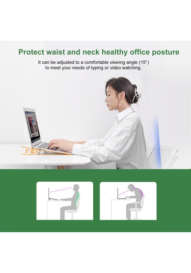 Maiyame Zinc Alloy Laptop Elevation Stand, Foldable Hidden Footrest, Adjustable Height Desktop Holder, Black, 2-pack