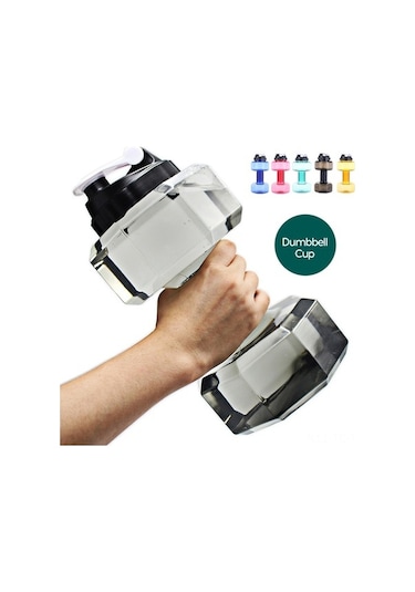 Novahub Yeni Yaratıcı Spor Şişesi Büyük Kapasiteli Plastik Dambıl Kupa 2600ml Fitness Kupası Siyah 2600ml Dambıl Kupası Çok Renkli Çok Renkli