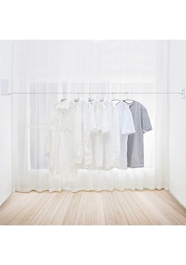 Ganzhoushop Delinmeyen Görünmez Çekme Giysi Kurutma İpi İç Mekan Teleskopik Çelik Tel Halat Banyo Elbise Askısı Çok Renkli