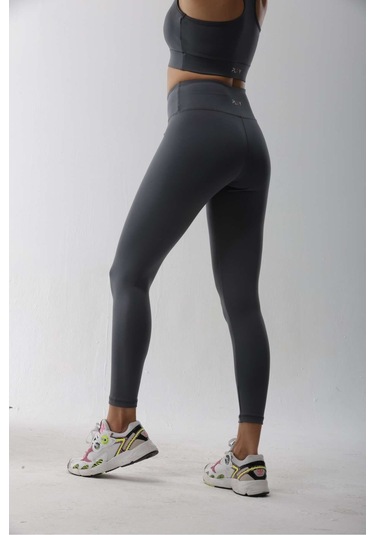 Polyester Gri Normal Bel Fitted Basic Sporcu Tayt Gri