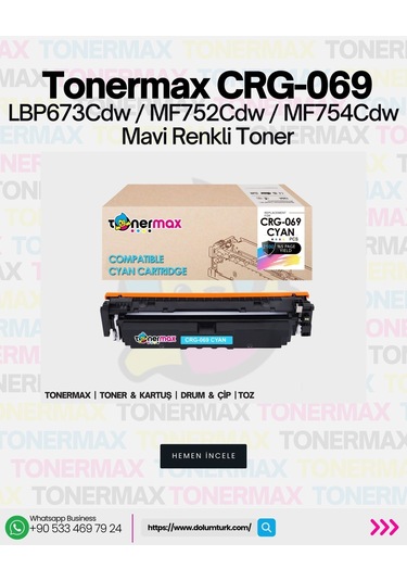 Canon Crg-069 Uyumlu Toner Mavi- Çipli / 5094c002 /lbp673cdw /mf752cdw /mf754cdw