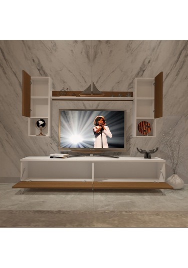 Decoraktiv Eko 5da Slm Std Silver Tv Ünitesi Tv Sehpası Beyaz - Ceviz