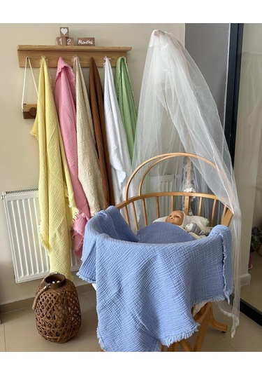 Bebekler İçin Çok Amaçlı Müslin Örtü 100x100 Cm - Mavi