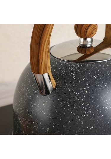 Hangfox 3 Litre Çelik Çıngıraklı Su Kaynar, Indüksiyon Uyumlu, Büyük Kapasiteli, Günlük Kullanım İçin Isı Tutucu Siyah