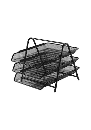 Globox Metal Evrak Rafı 3 Lü Siyah